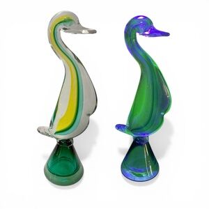 Large Murano Glass Duck by Alfredo Barbini Uranium Glass